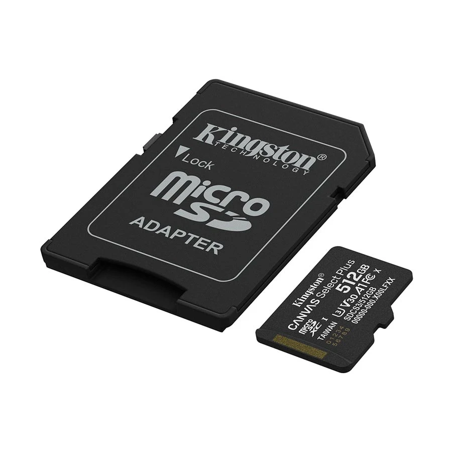 Kingston Canvas Select Plus 512GB MicroSD U3 A1 V30 Card with Adapter