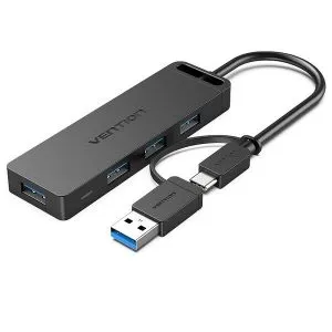 Vention 4-পোর্ট USB 3.0 হাব 2-in-1 ইন্টারফেস Type C সহ