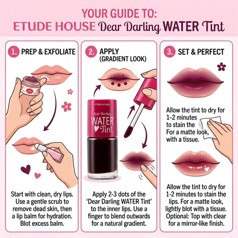 Etude Dear Darling ওয়াটার লিপ টিন্ট, শেড 01 Strawberry Ade