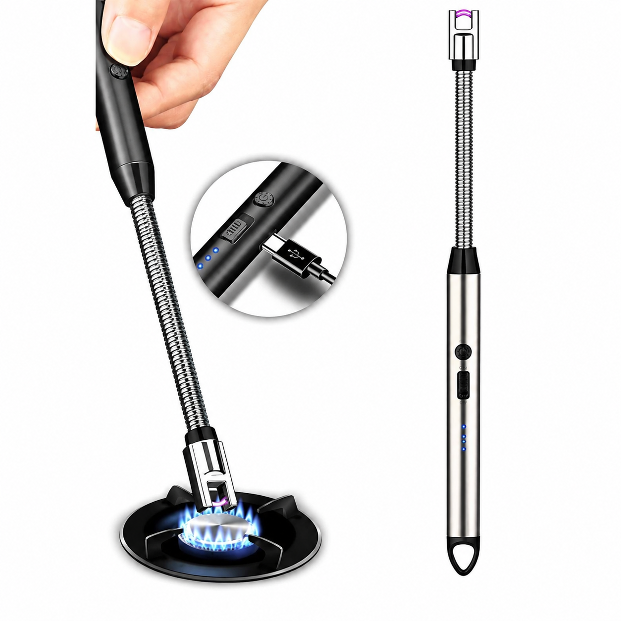 ইলেকট্রিক আর্ক BBQ লাইটার - USB রিচার্জেবল, লম্বা ফ্লেক্সিবল নেক