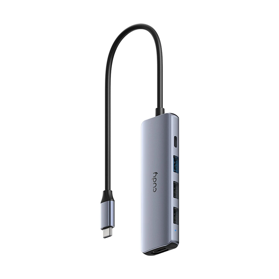 Cudy UH405 USB-C to HDMI, USB 3.2, Dual USB 2.0 & PD Hub Silver Gray