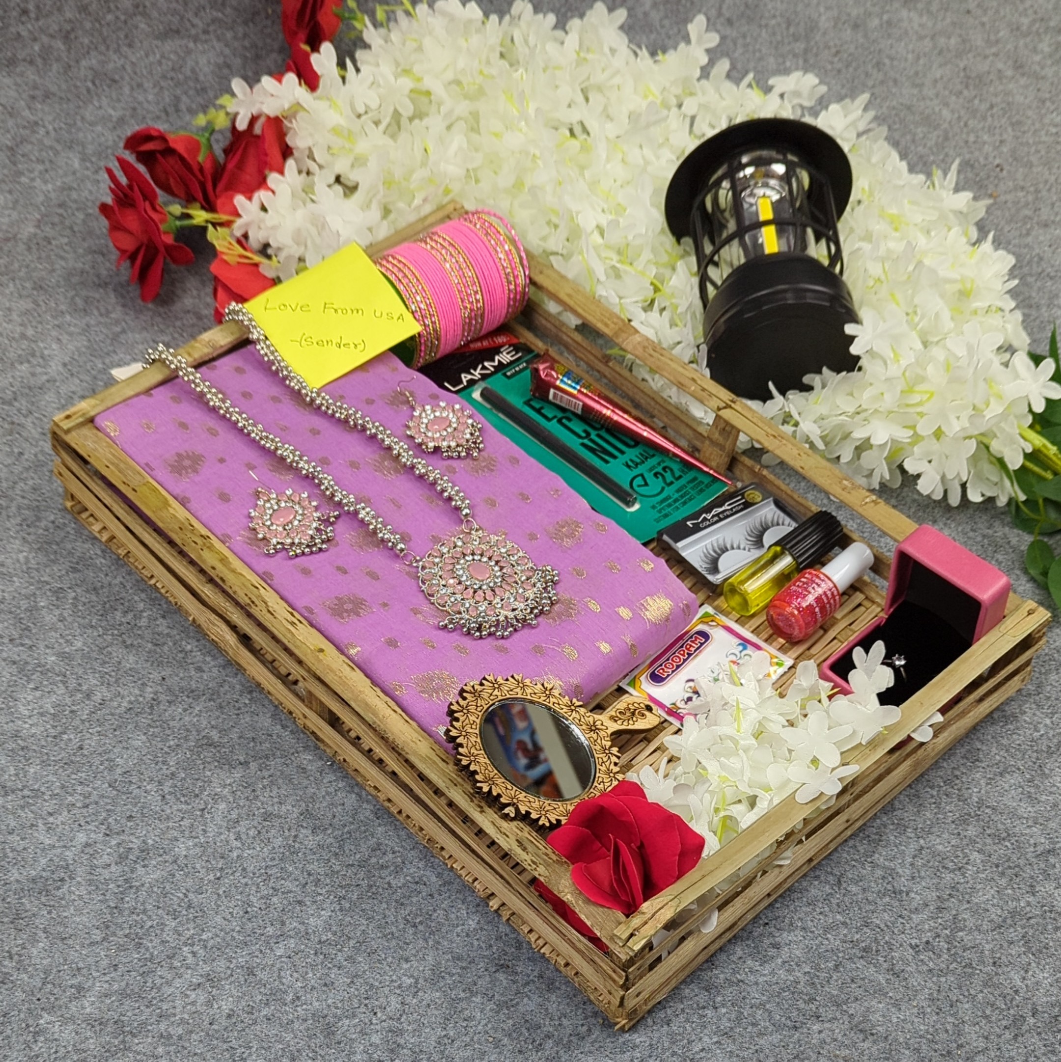 হাফ সিল্ক জামদানি শাড়ি কম্বো সেট - হালকা বেগুনি