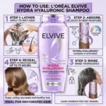 L'Oreal Hydra Hyaluronic শ্যাম্পু 400ml, ডিহাইড্রেটেড চুলের জন্য
