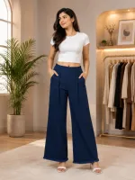 Women's Baggy Jeans Pant, Adjustable Free Size Waist, 38 to 40 Inch