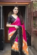 Women's Chanduri Silk Digital Print Saree with Blouse, 12.5 Haath