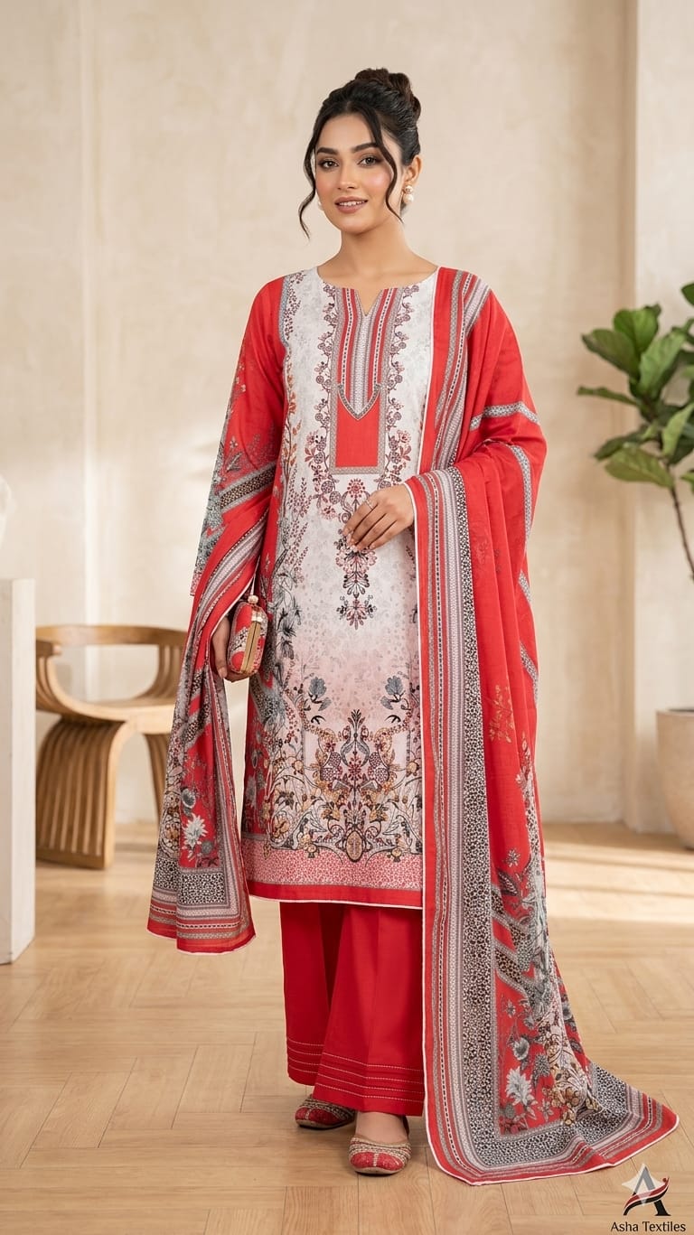 Zam Zam Design Digital Print Unstitched Cotton Three Piece