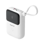 HAVIT PB5215 10000mAh ডিসপ্লে পাওয়ার ব্যাংক, USB-C ও Lightning কেবলসহ – সাদা