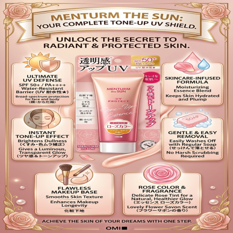 Omi Brotherhood Menturm The Sun টোন আপ UV এসেন্স সানস্ক্রিন রোজ SPF50+ PA++++ 80g