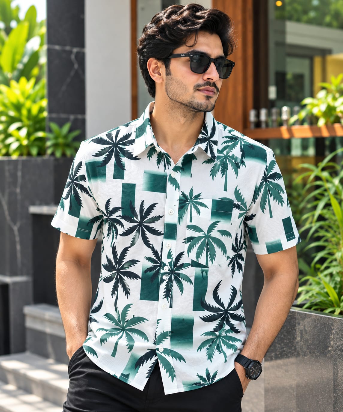 ছেলেদের প্রিন্টেড হাফ স্লিভ কটন শার্ট, M থেকে XXL