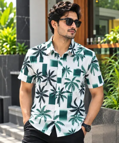 ছেলেদের প্রিন্টেড হাফ স্লিভ কটন শার্ট, M থেকে XXL