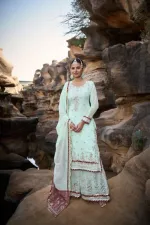 Fox Georgette Sequin Embroidery Three Piece with Sharara