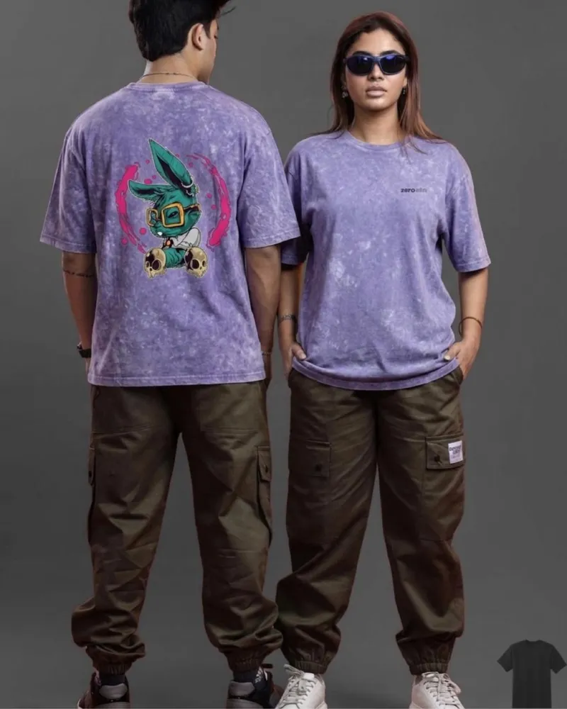 Men's Acid Wash Drop Shoulder T-Shirt, 240+ GSM, Crew Neck