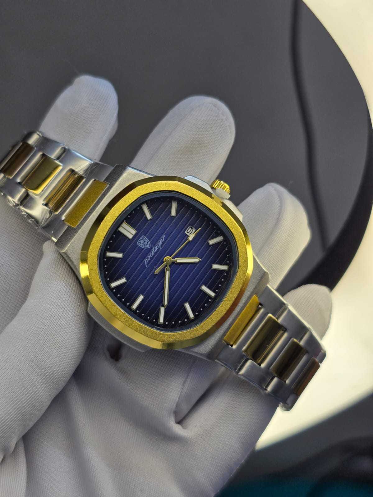 POEDAGAR 789 Men's Square Quartz Watch with Date and Luminous Hands