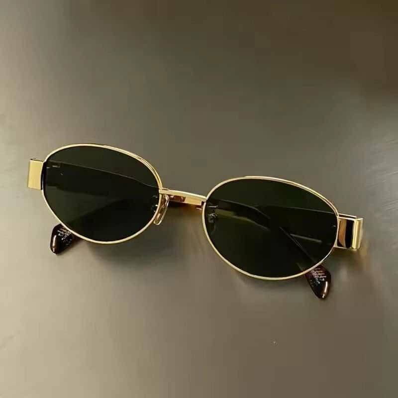 Unisex Elliptical Metal Frame Sunglasses with Nose Pads