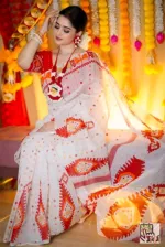 Half Silk Block Print Saree in 3 Colours, 12 Haath Long