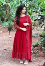 আধা সেলাই করা সফট জর্জেট ফোর পিস, এমব্রয়ডারি, 2 রং