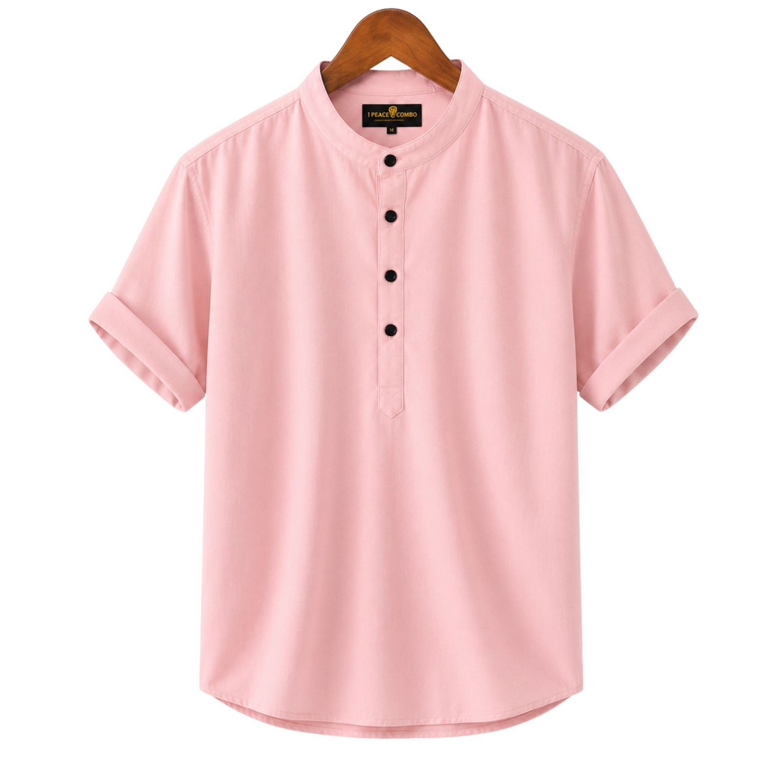 Men's Half Sleeve Band Collar Katua, Pure Oxford Cotton
