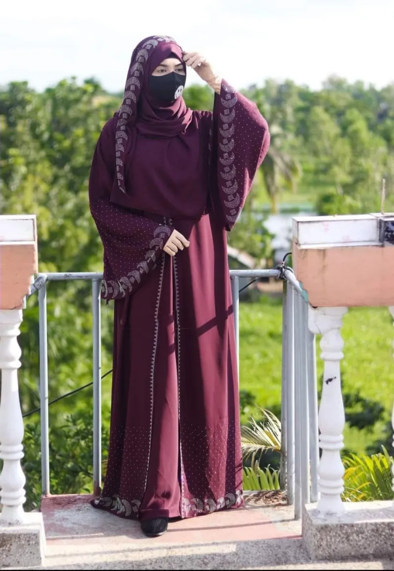 Stone Koti Borka Full Set with Hijab, Attached Koti, 6 Colours