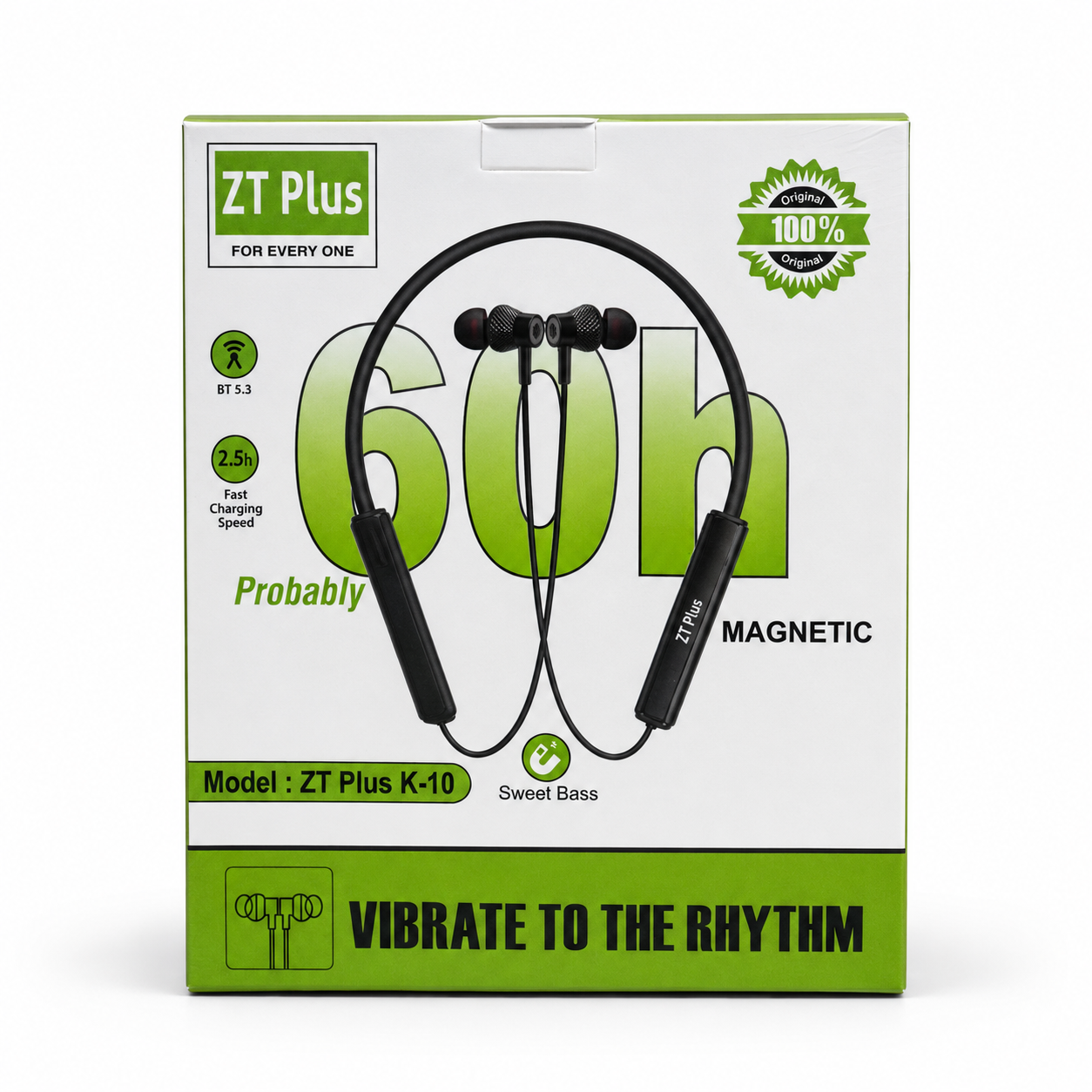 ZT Plus K-10 ওয়্যারলেস ব্লুটুথ নেকব্যান্ড 60H