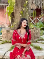 Fox Georgette Sequin Three Piece with Sharara, 6 Colours