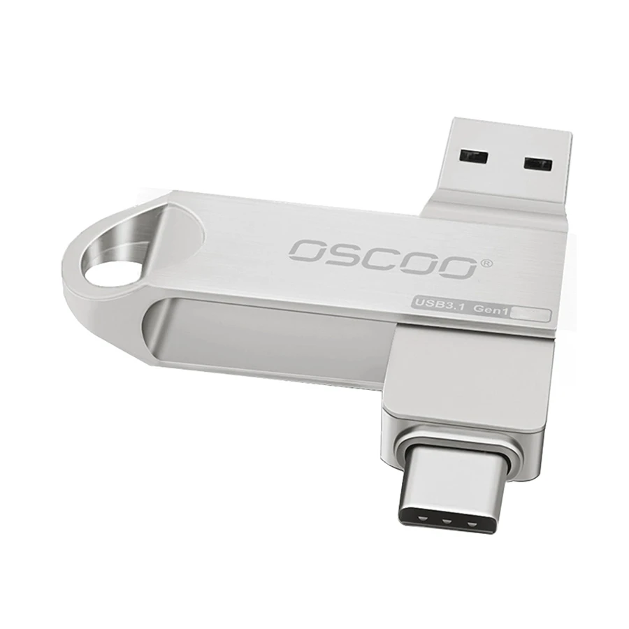 OSCOO CU002 128GB USB 3.1 Gen 1 & Type-C OTG Silver Pen Drive