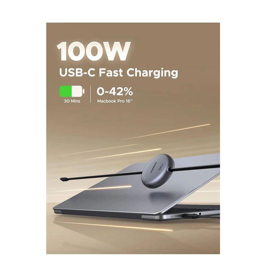 UGREEN L531 65905 100W USB-C to USB-C 1 Meter Black Retractable Cable