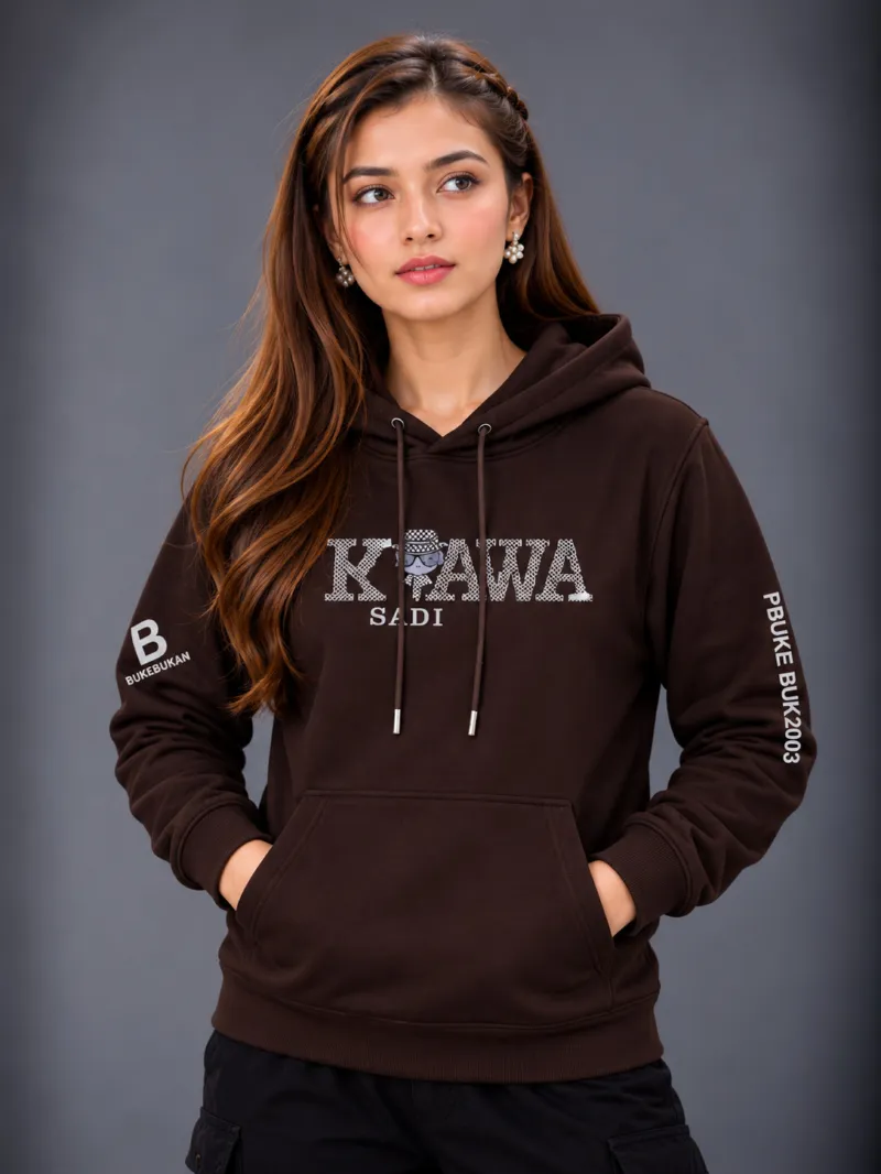 Women's Semi Baggy Brushed Cotton Hoodie, DTF Print, 5 Colours