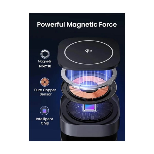 Ugreen W702 15W গ্রে Qi2 2-in-1 ম্যাগনেটিক ওয়্যারলেস চার্জার