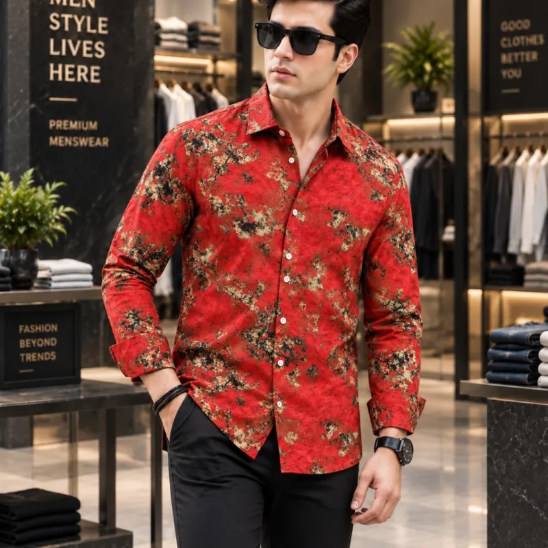 Men's Full Sleeve Micro Stitch Digital Print Shirt, M to XXL