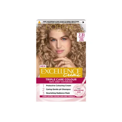 L'Oreal Excellence ক্রিম ট্রিপল কেয়ার হেয়ার কালার - 7.31 Natural Dark Caramel Blonde