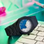 Aura Watch 2025 অ্যারাবিক হাতঘড়ি, সিলভার ডায়াল (নেভি ব্লু)