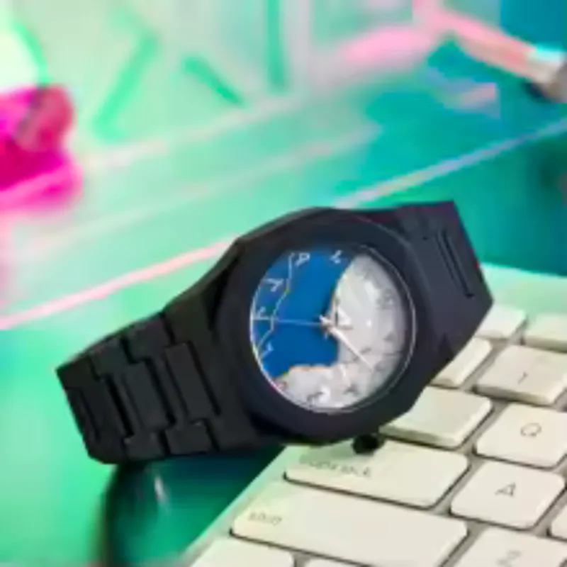 Aura Watch 2025 অ্যারাবিক হাতঘড়ি, সিলভার ডায়াল (নেভি ব্লু)