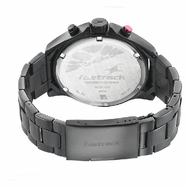 Fastrack NS3072NM01 Hitlist Quartz Chronograph Black Dial Stainless Steel Strap Watch