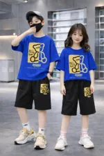 Kids' Drop Shoulder Cotton T-Shirt and Pant Set, 200/220 GSM