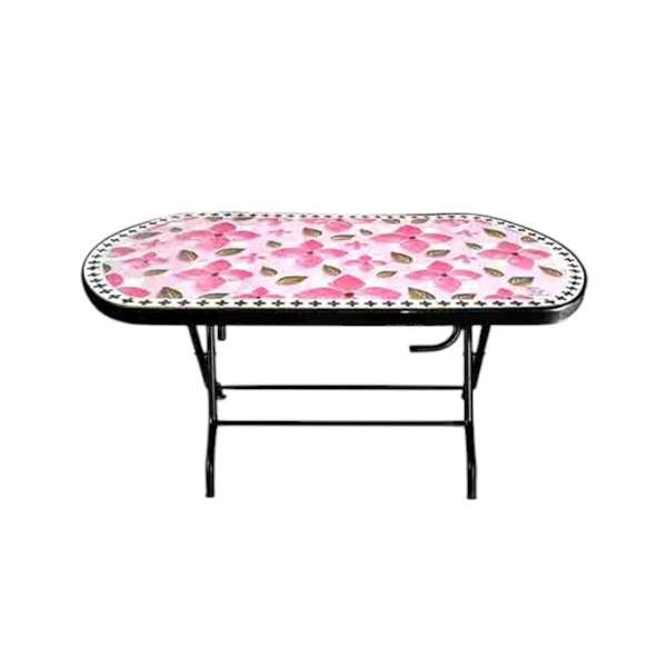 RFL 6 সিটের সেমি ওভাল ডাইনিং টেবিল S/L Print Pink Black