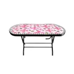 RFL 6 সিটের সেমি ওভাল ডাইনিং টেবিল S/L Print Pink Black