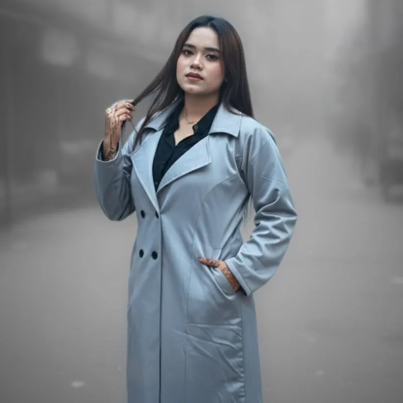 মেয়েদের স্টাইলিশ ওভারকোট – বেল্টসহ লং কোট