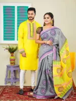Matching Saree Panjabi Couple Set in Dhupian Silk, 6 Colours