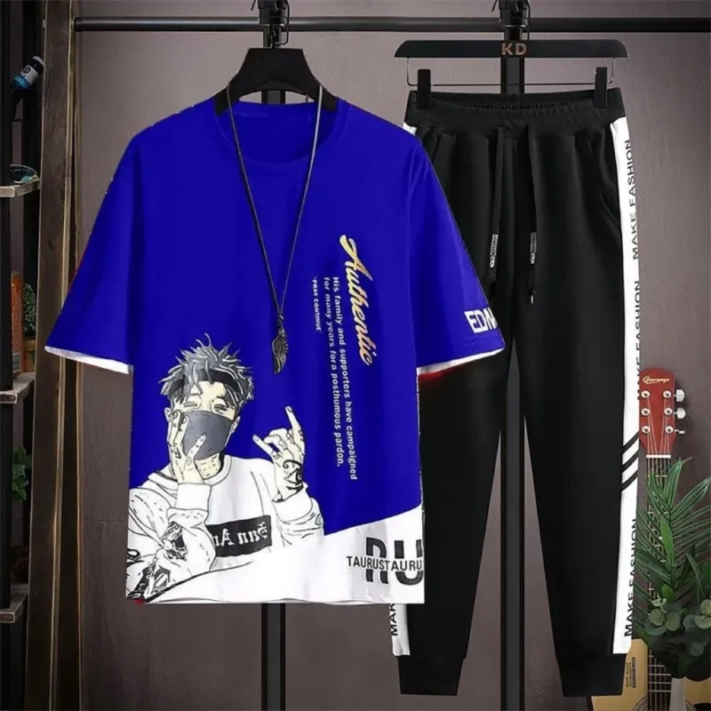 Men's Mesh Fabric T-Shirt and Full Pant Set, 6 Colours