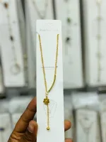 মিনিমালিস্ট ফ্লোরাল Y-নেকলেস – গ্লসি গোল্ড