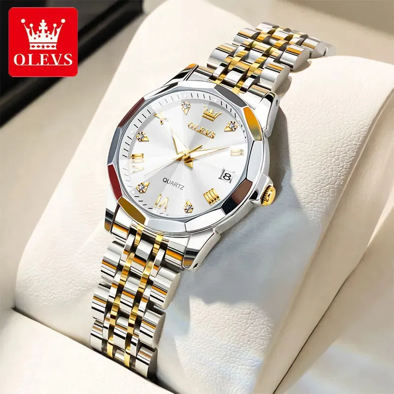 OLEVS 9931 মেয়েদের স্টেইনলেস স্টিল লুমিনাস ঘড়ি (সিলভার)