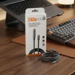 3-ইন-1 Type-C টু Type-C 240W ফাস্ট চার্জিং কেবল, স্ট্যান্ডসহ
