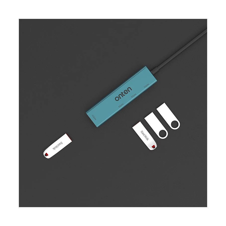 Onten OTN-5222 USB to 4-Port USB Hub 5Gbps Crystal Teal