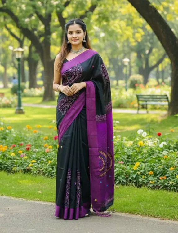 Women's Dhupian Silk Saree, 13 Haath, Without Blouse Piece