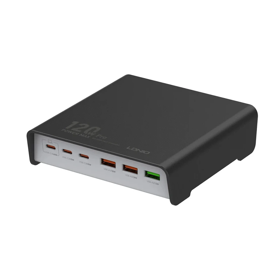 LDNIO Q605 120W 6 Port Black Desktop Charging Station