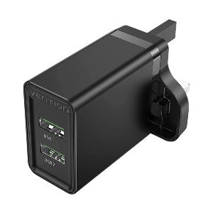 Vention FBAB0-UK ২-পোর্ট USB ১৮W কালো চার্জার