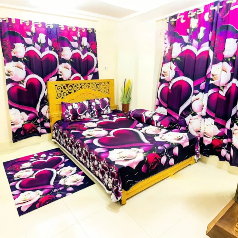 ভেলভেট 3D বেড শিট কিং সাইজ - ওয়াটারপ্রুফ