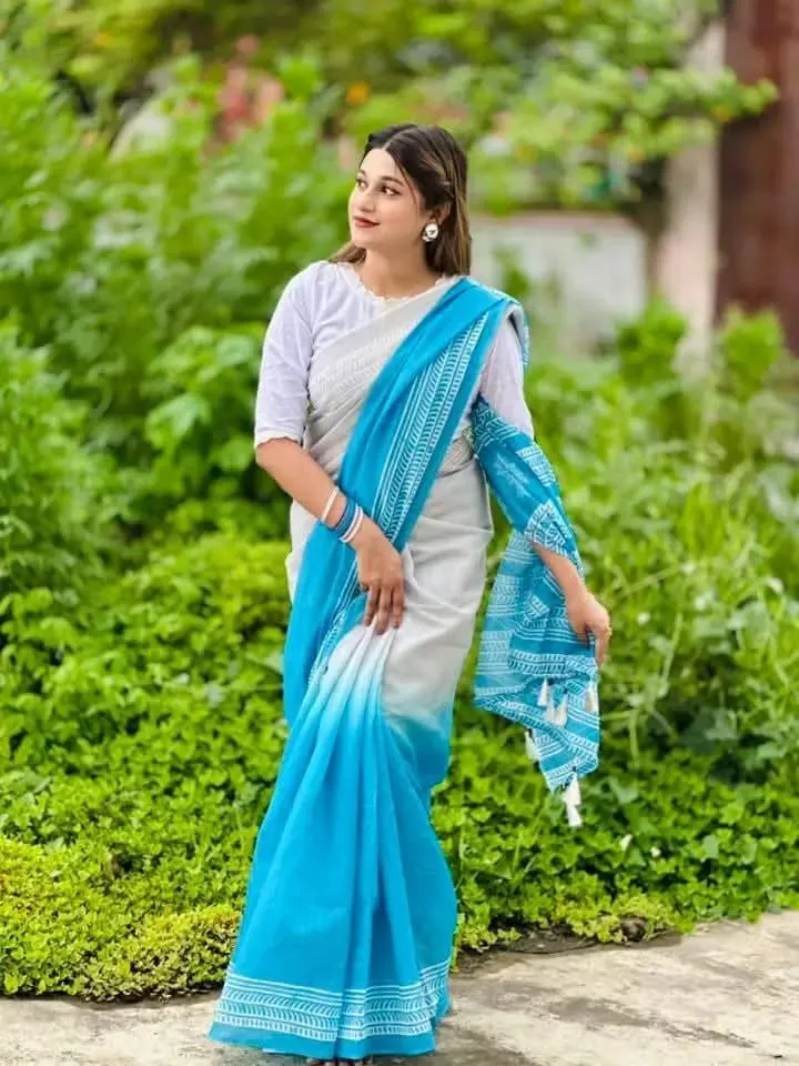 Chanderi Silk Multi-Colour Digital Print Saree, 5 Colours
