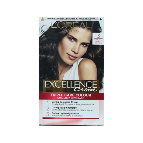 L'Oreal Excellence Creme হেয়ার কালার - 3 Natural Darkest Brown (গাঢ় বাদামি)