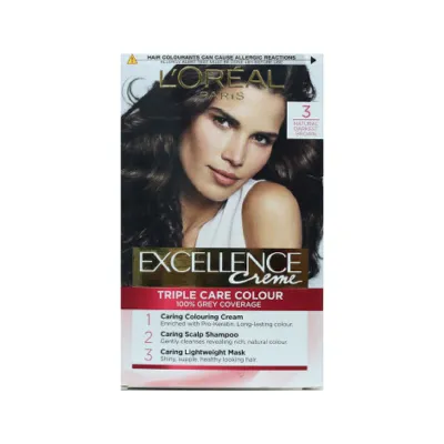 L'Oreal Excellence Creme হেয়ার কালার - 3 Natural Darkest Brown (গাঢ় বাদামি)